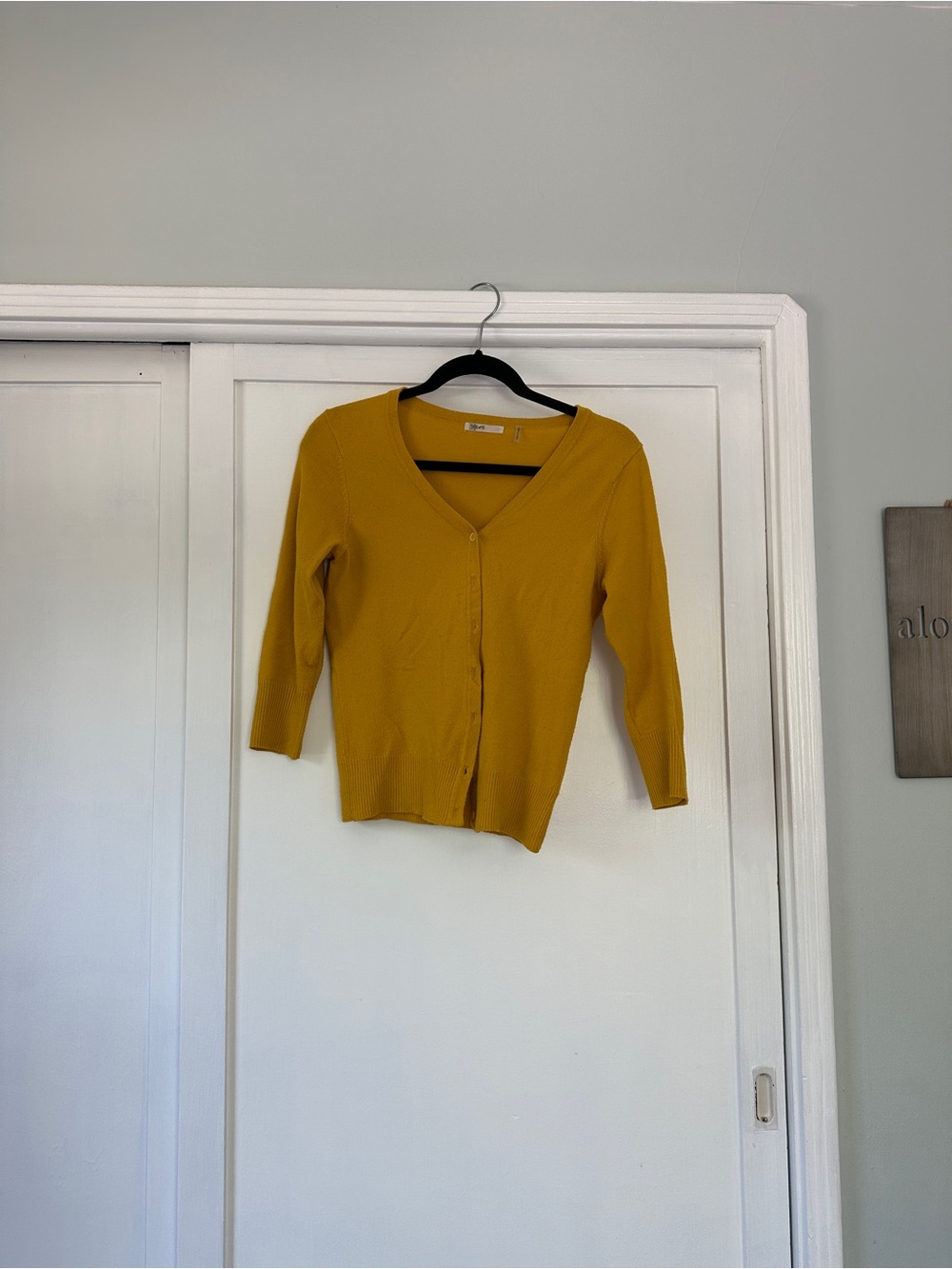 Mustard V-Neck Button Cardigan Sweater - bin 2